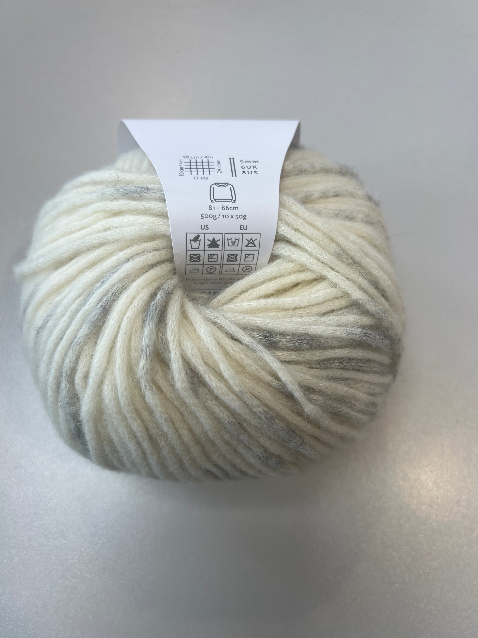 Rowan yarn in grey - close up detail