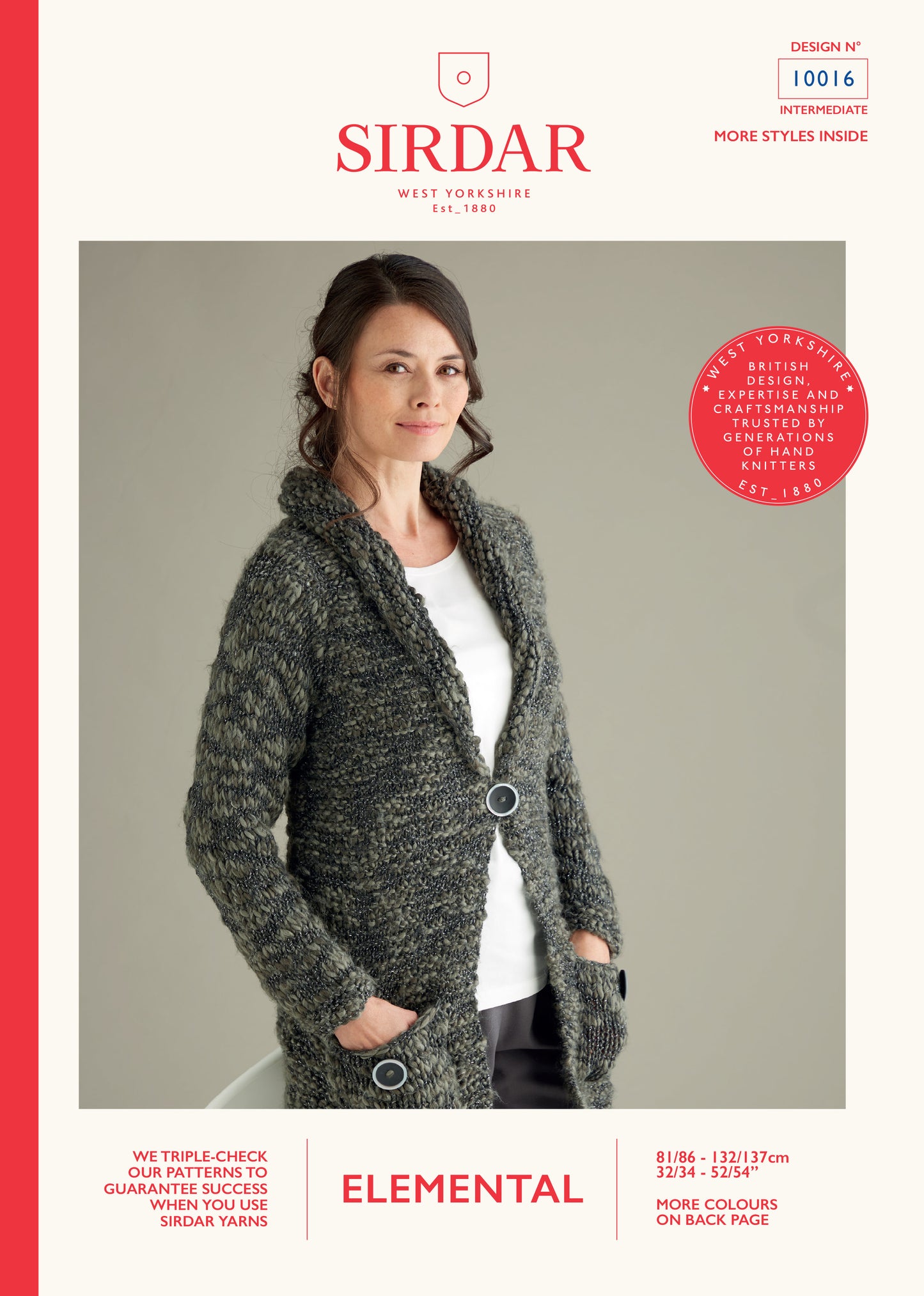 Sirdar Pattern 10016 - Ladies Cardigan-Sirdar Elemental super chunky - Product image