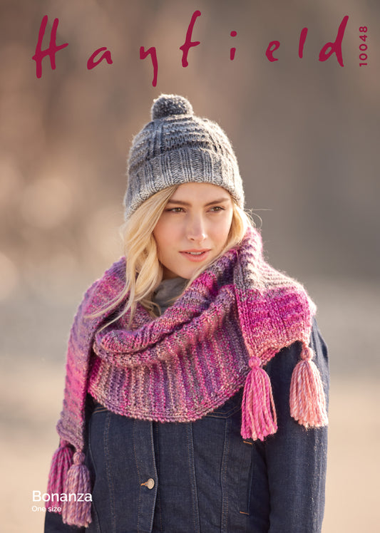 Hayfield Pattern 10048 - Textured scarf & hat-Hayfield bonanza - Product image