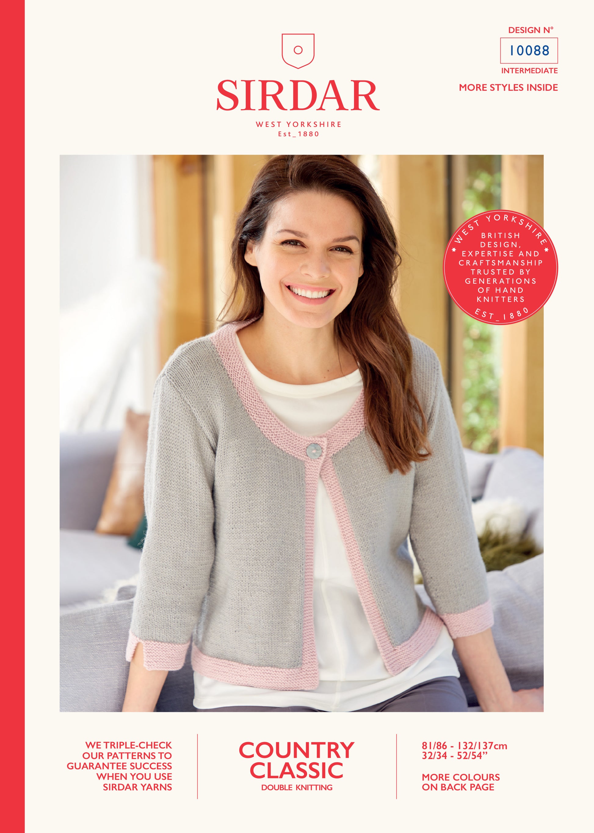 Sirdar Pattern 10088 - Ladies 3/4 sleeved jacket-Sirdar country classic DK - Product image