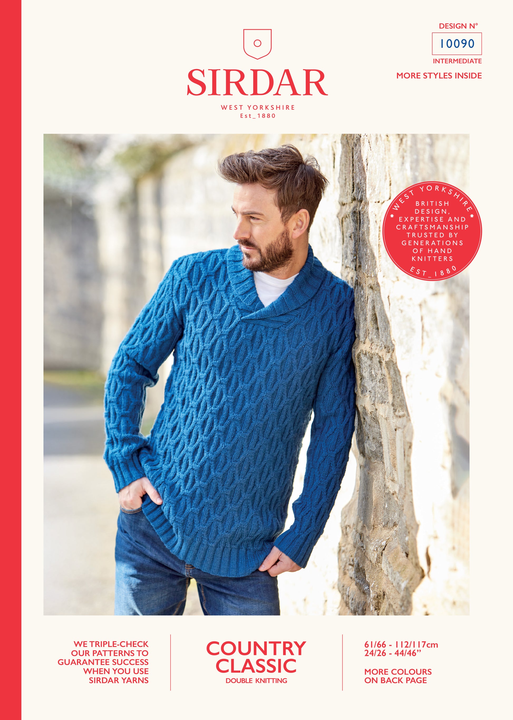 Sirdar Pattern 10090 - Man shawl collar sweater-Sirdar country classic DK - Product image