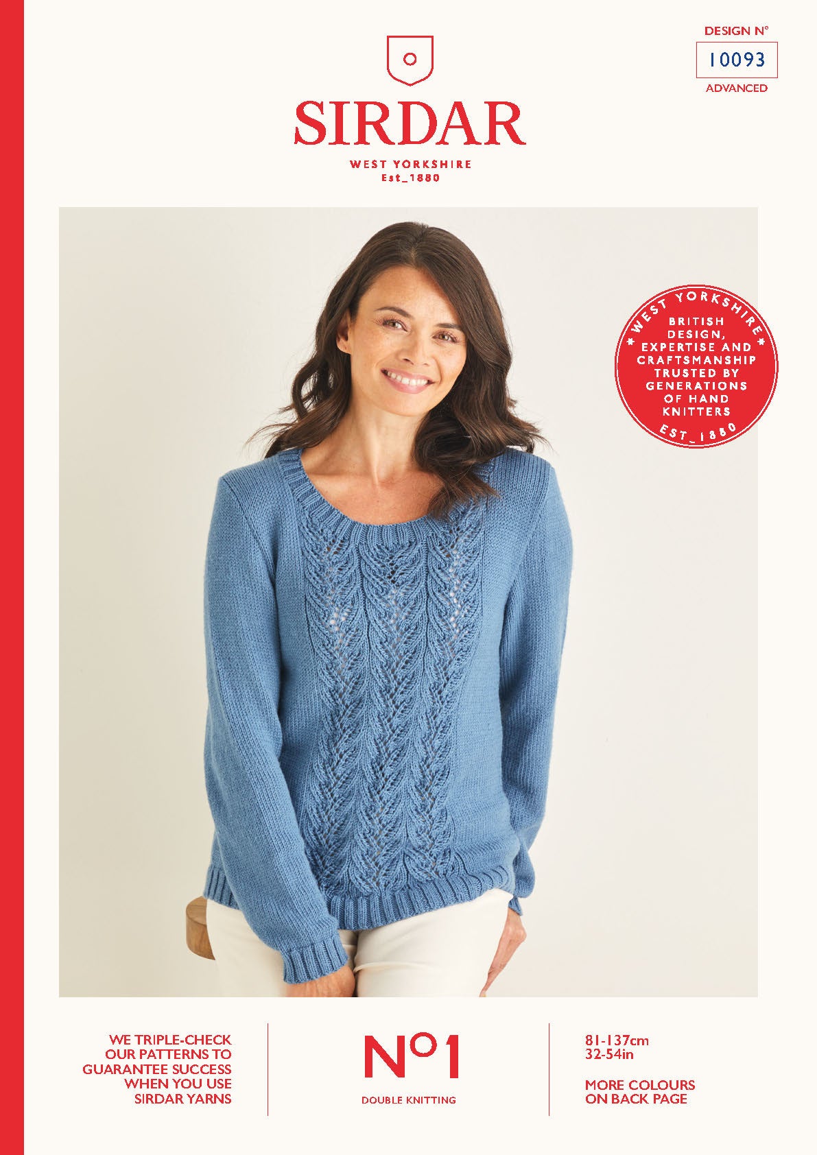 Sirdar Pattern 10093 - Lace panel sweater-Sirdar No. 1 DK - Product image