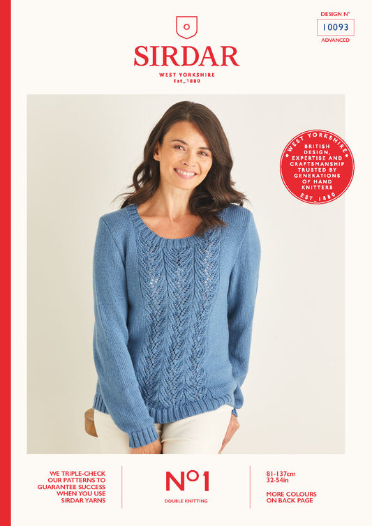 Sirdar Pattern 10093 - Lace panel sweater-Sirdar No. 1 DK - Product image