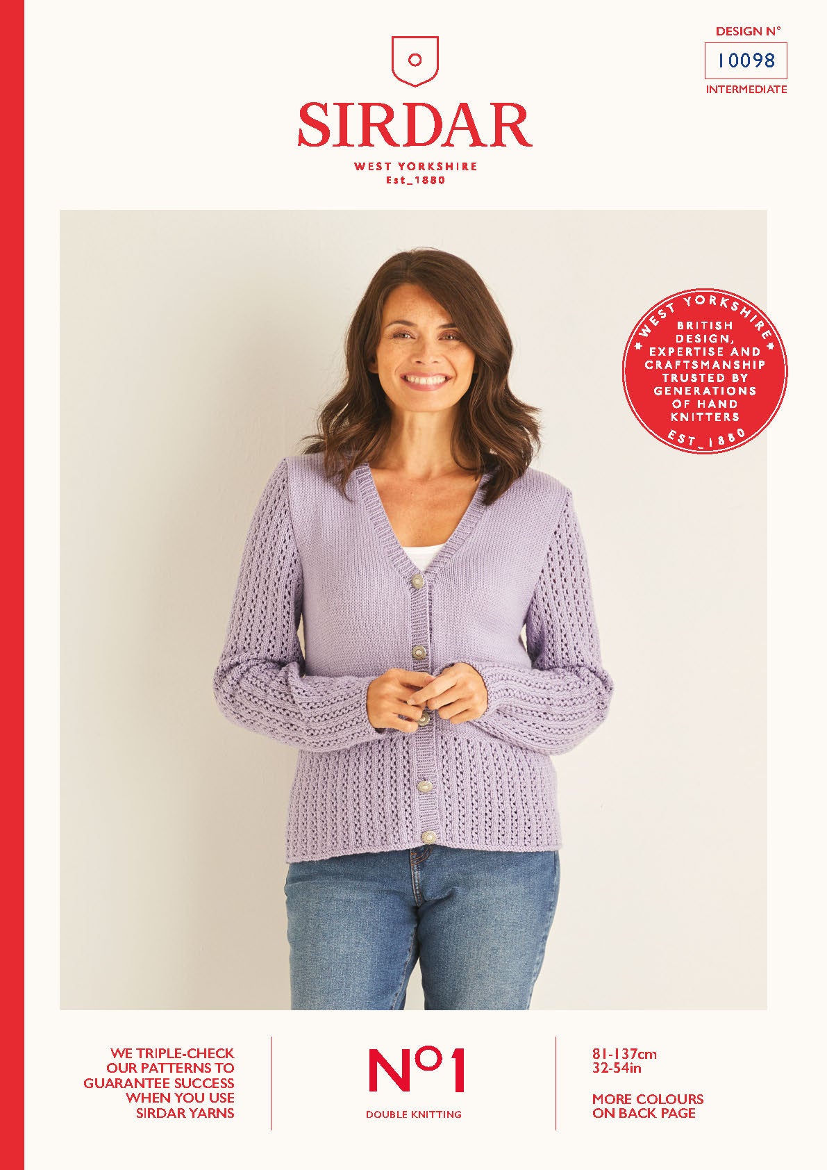 Sirdar Pattern 10098 - RicRac lace v-neck cardigan-Sirdar No.1 DK - Product image