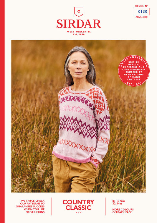 Sirdar Pattern 10130 - Fairisle slouchy sweater-Sirdar country classic 4 ply - Product image
