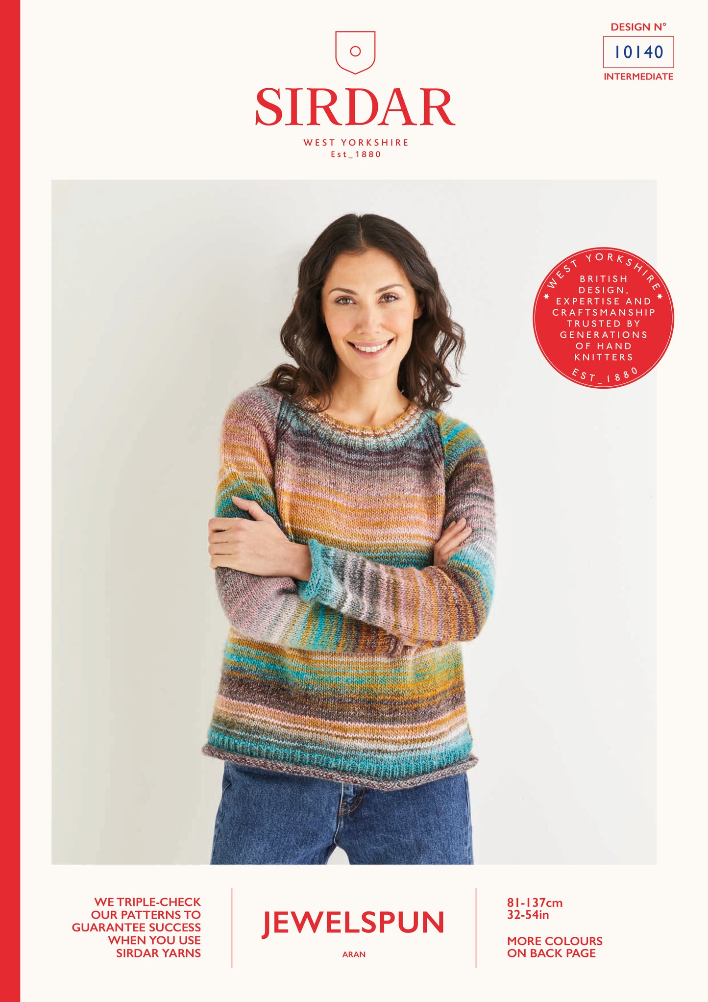 Sirdar Pattern 10140 - Women's crewe neck raglan sweater-Sirdar Jewelspun - Product image