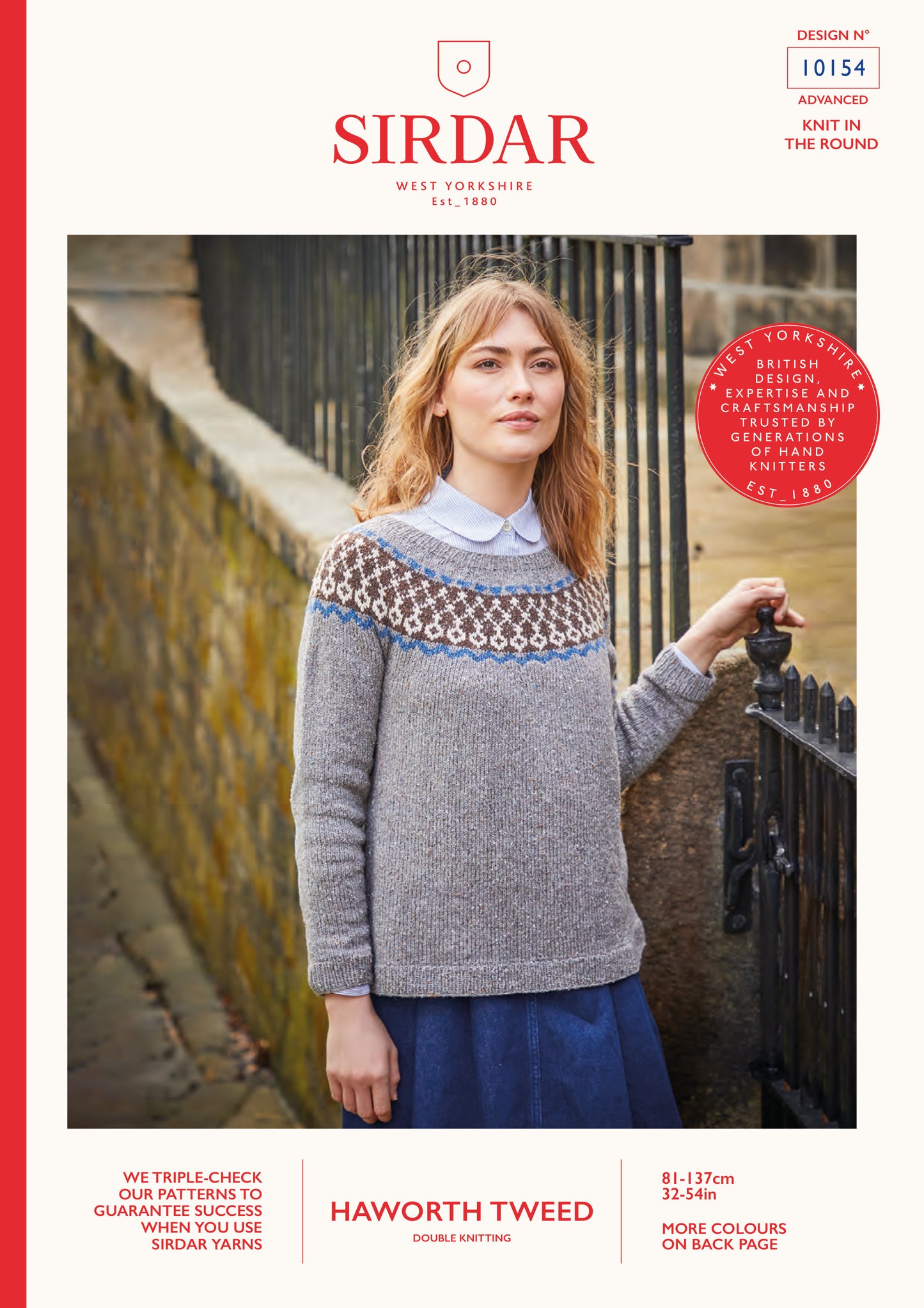 Sirdar Pattern 10154 - Womens fairisle yoke sweater-Haworth tweed DK - Product image