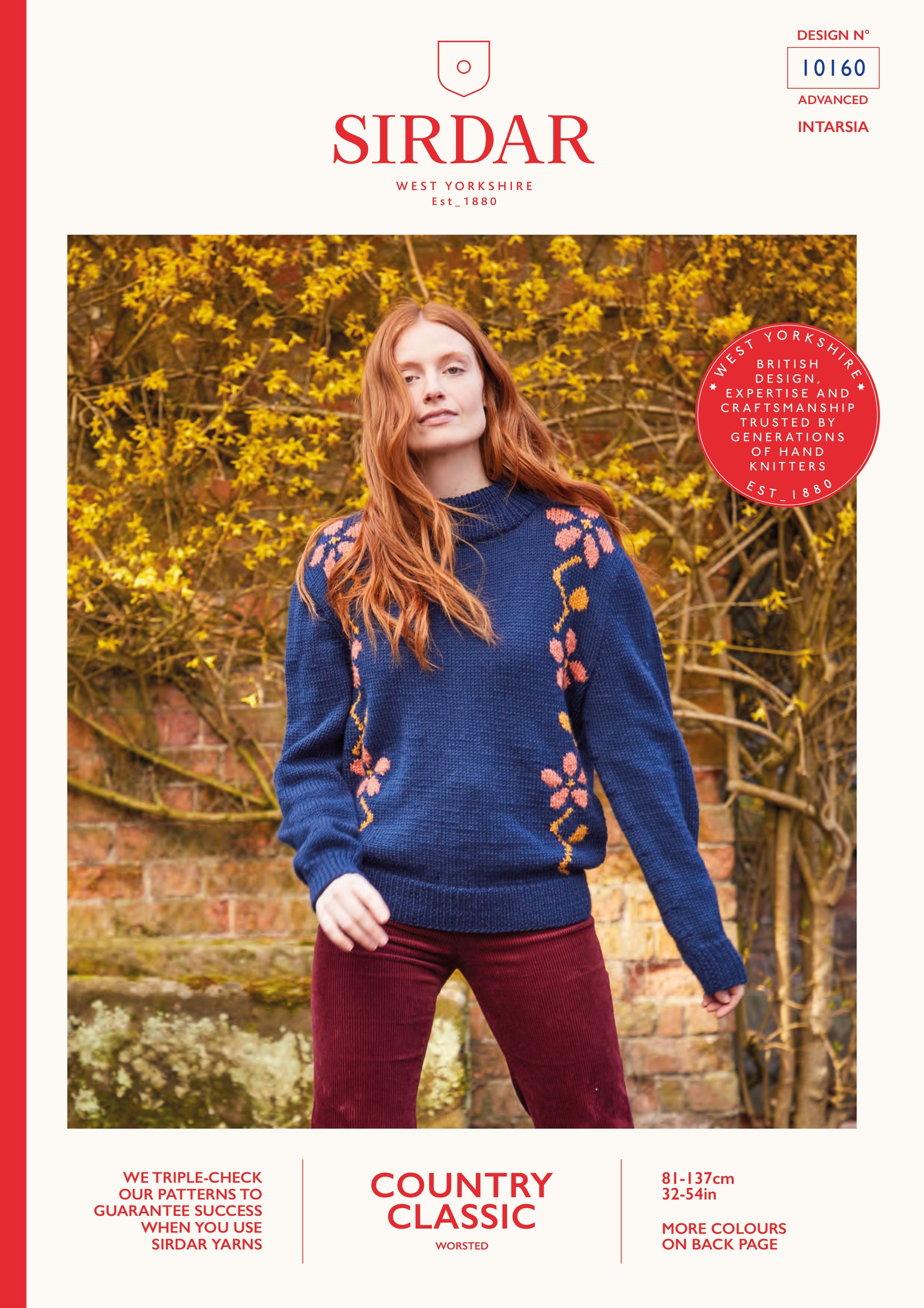 Sirdar Pattern 10160 - Women's floral intarsia-Sirdar country classic worsted - Product image