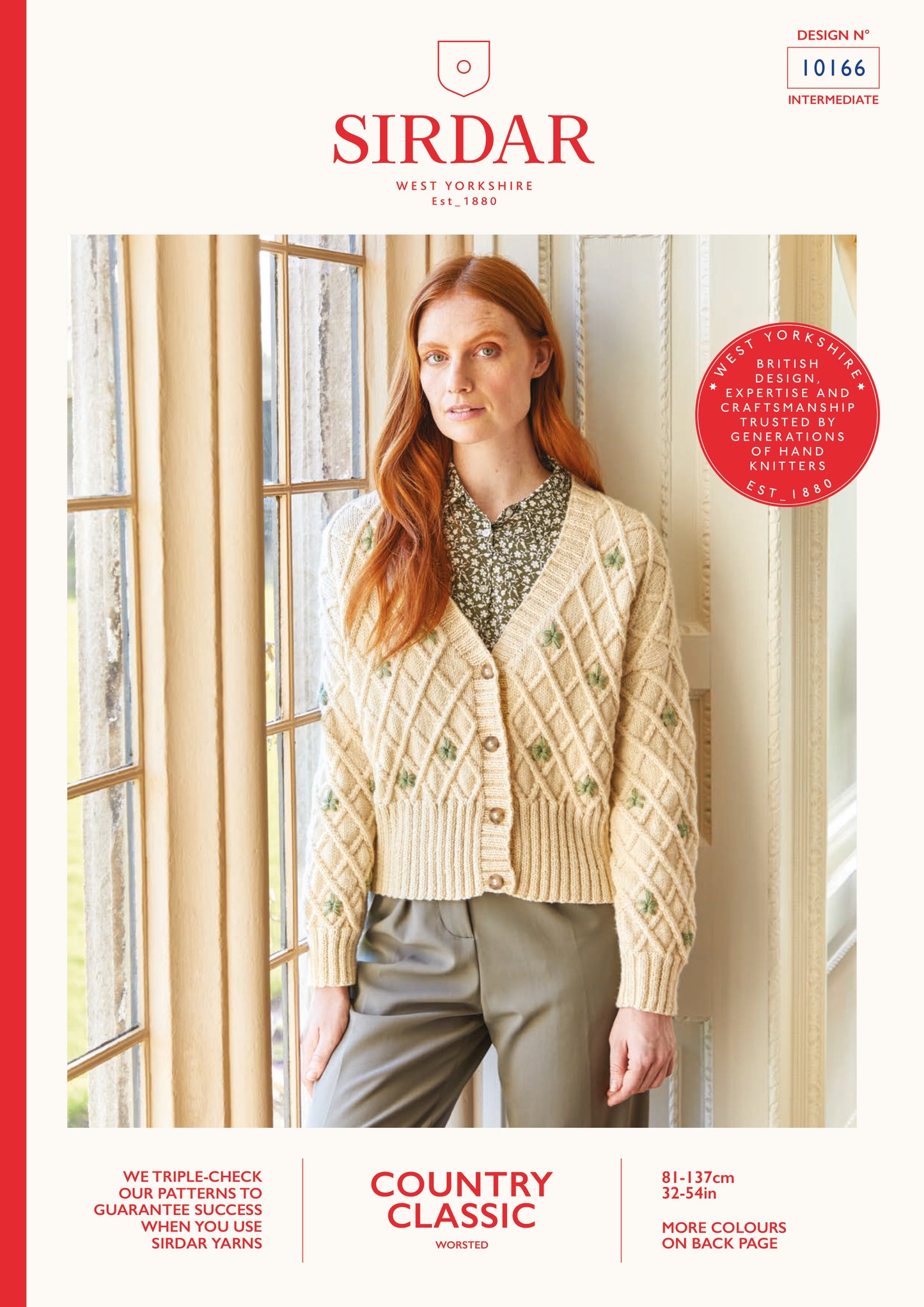 Sirdar Pattern 10166 - Womens embroidered lattice cable cardigan-Sirdar country classic worstead - Product image