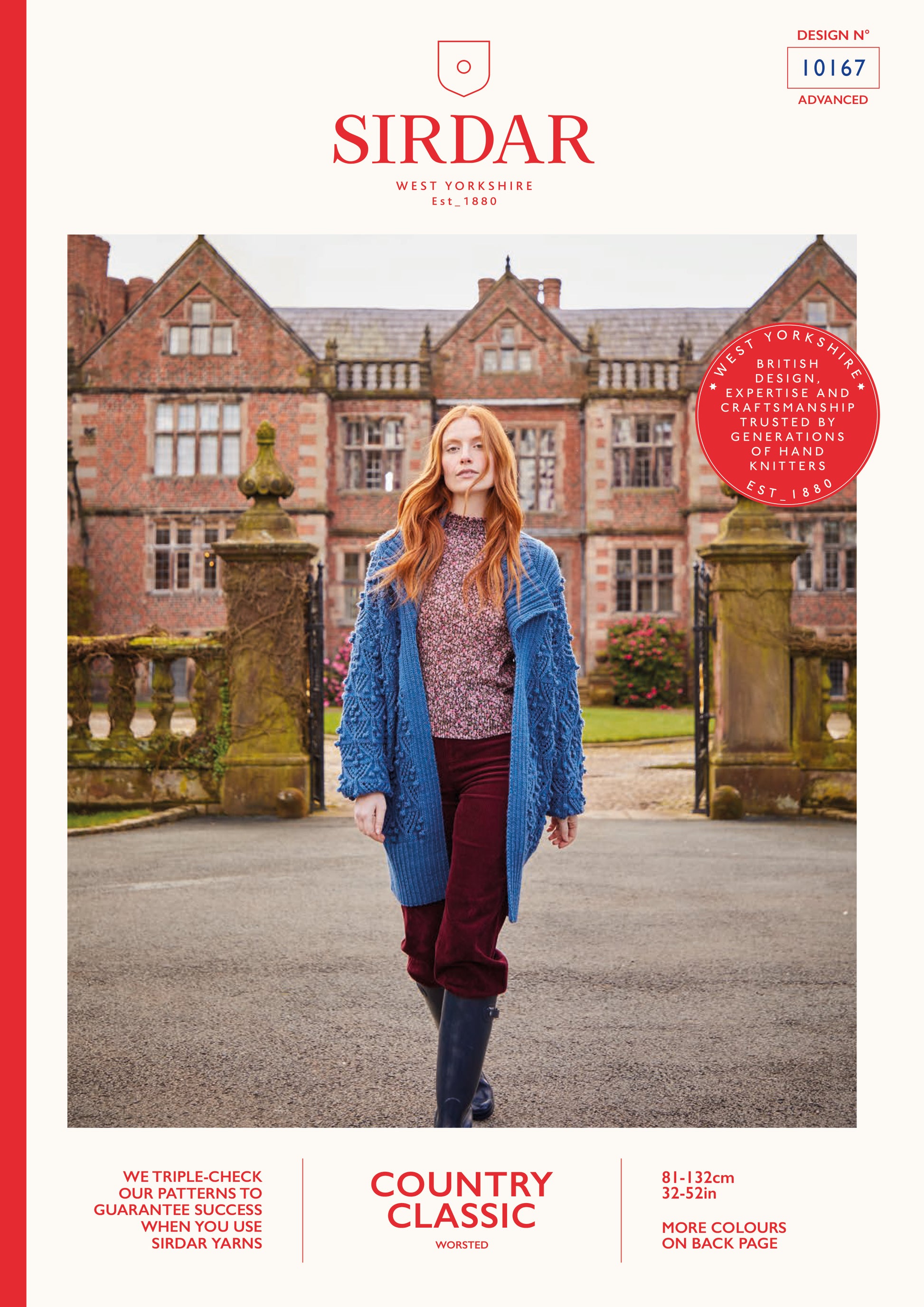 Sirdar Pattern 10167 - Womens long line textured bobble detail cardigan-sirdar country classic worsted - Product image
