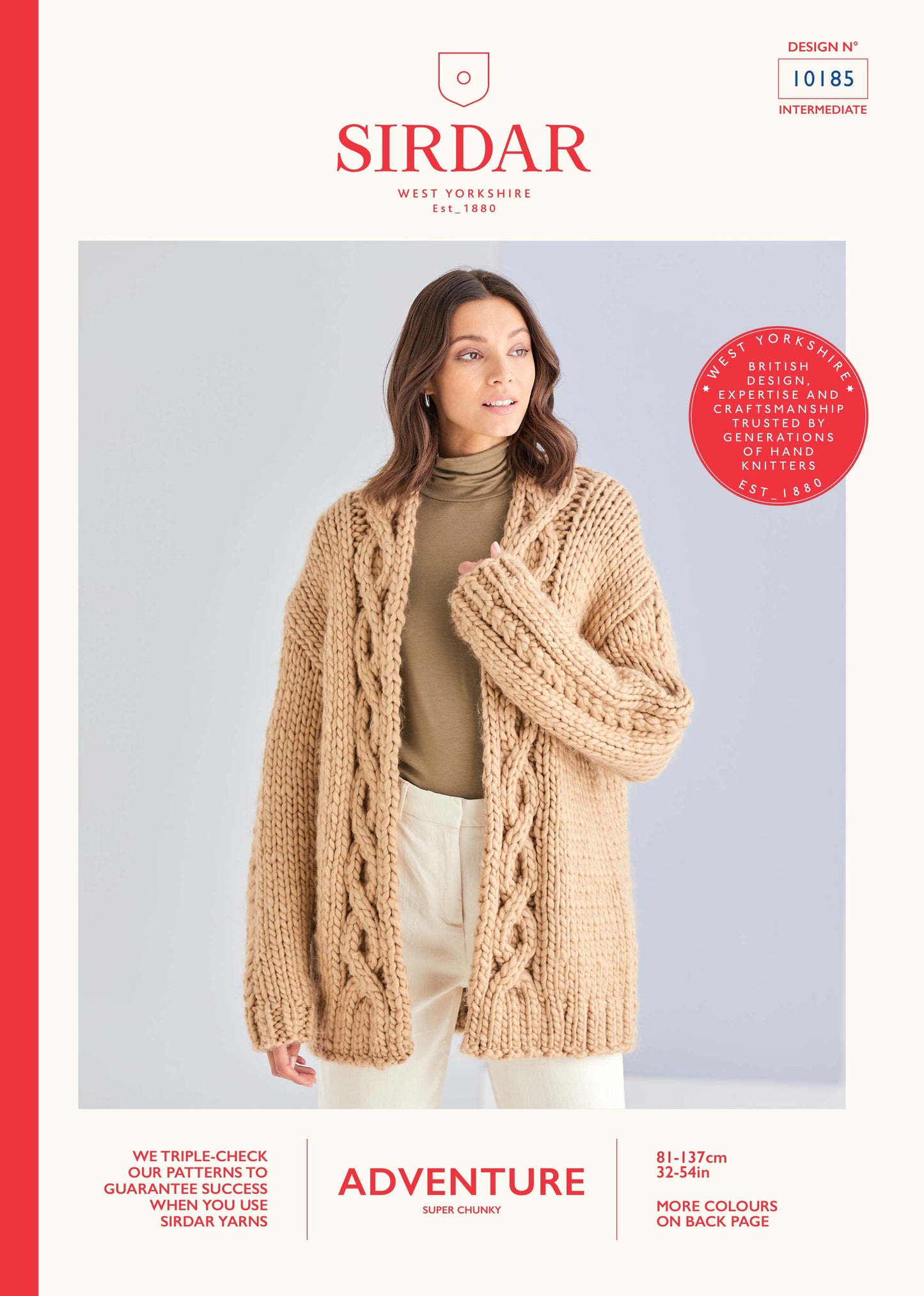 Sirdar Pattern 10185 - Back cable panel cardigan-Sirdar adventure - Product image