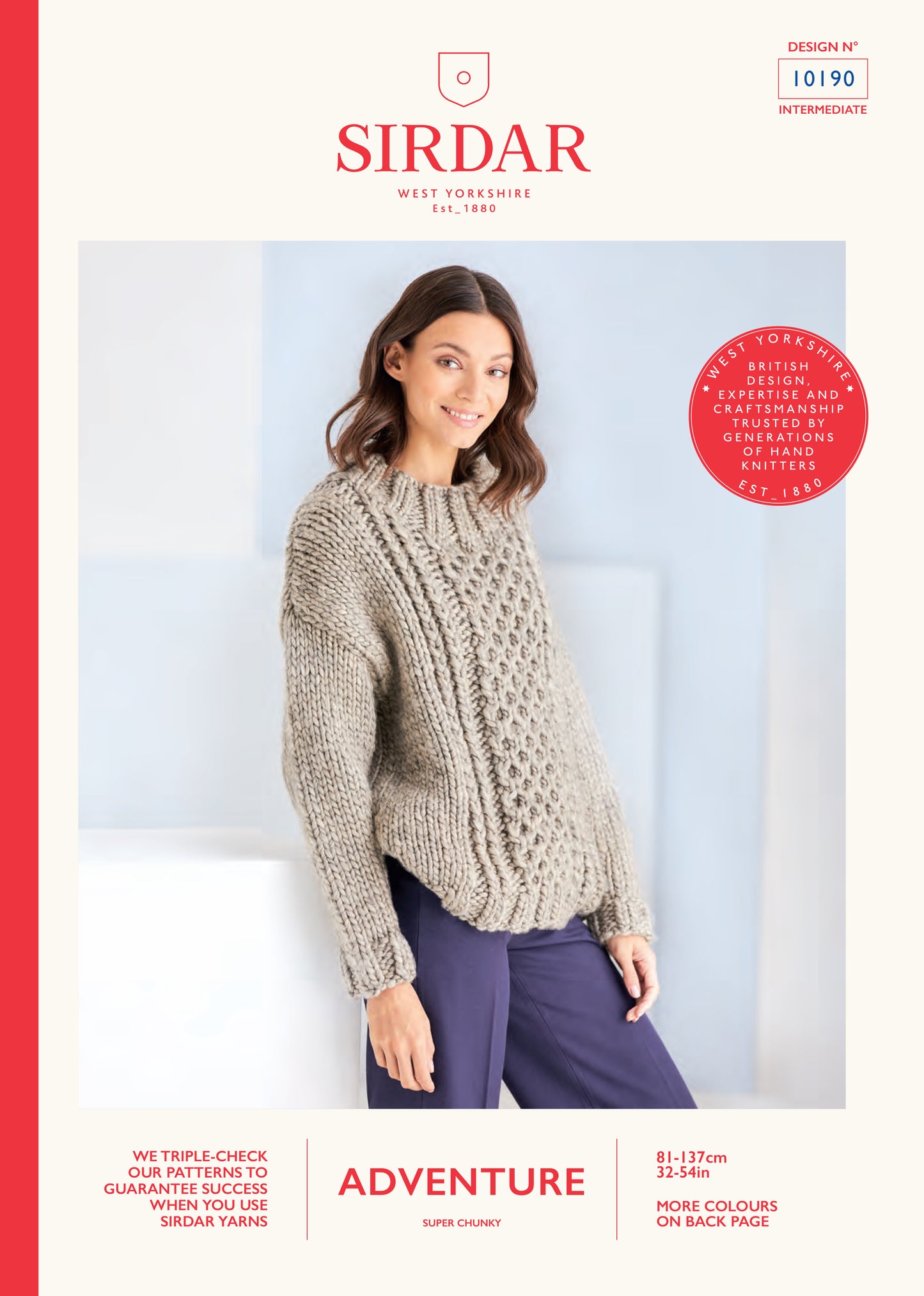 Sirdar Pattern 10190 - Cable panel sweat