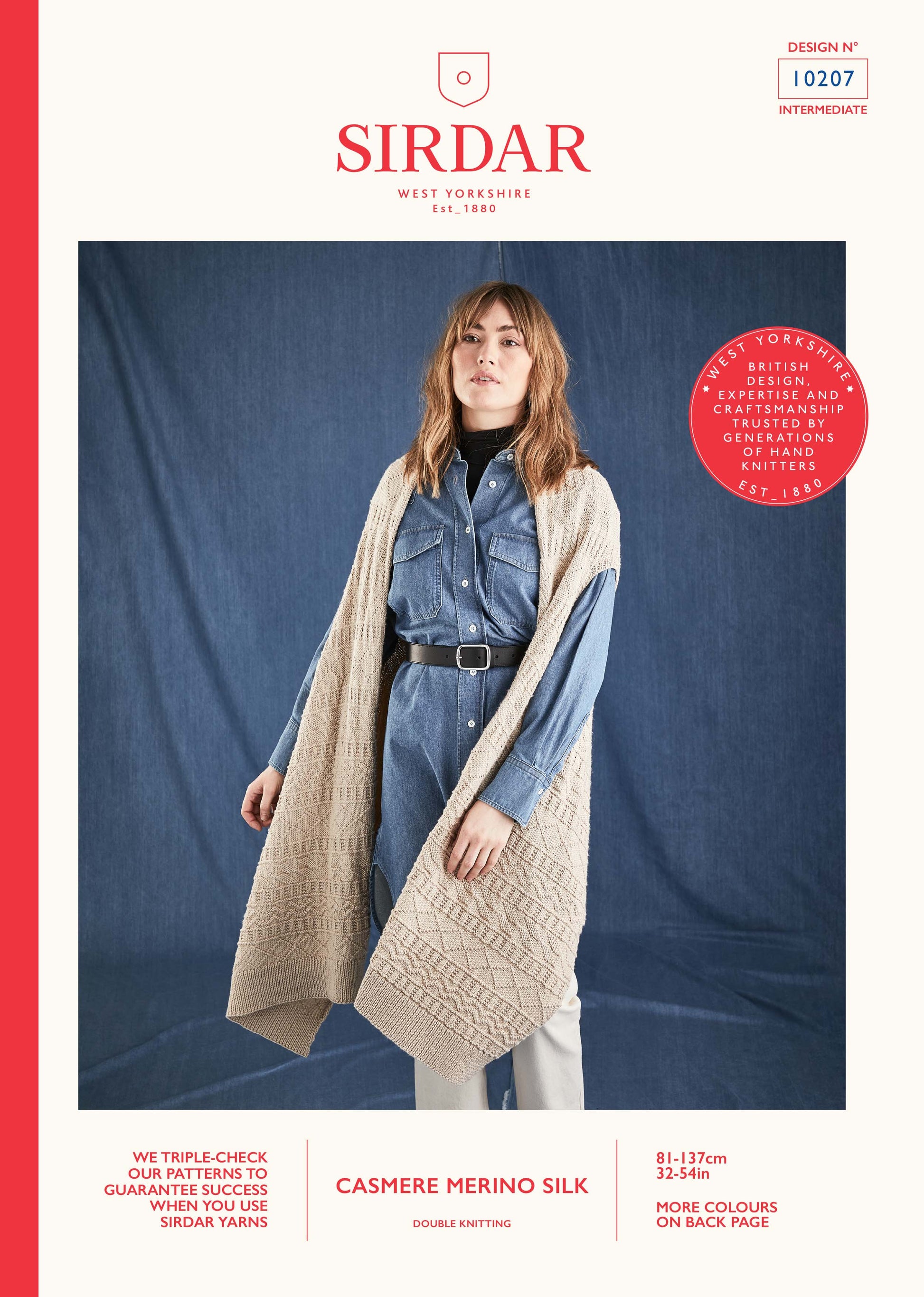 Sirdar Pattern 10207 - Blanket style wrap-Sirdar merino silk DK - Product image