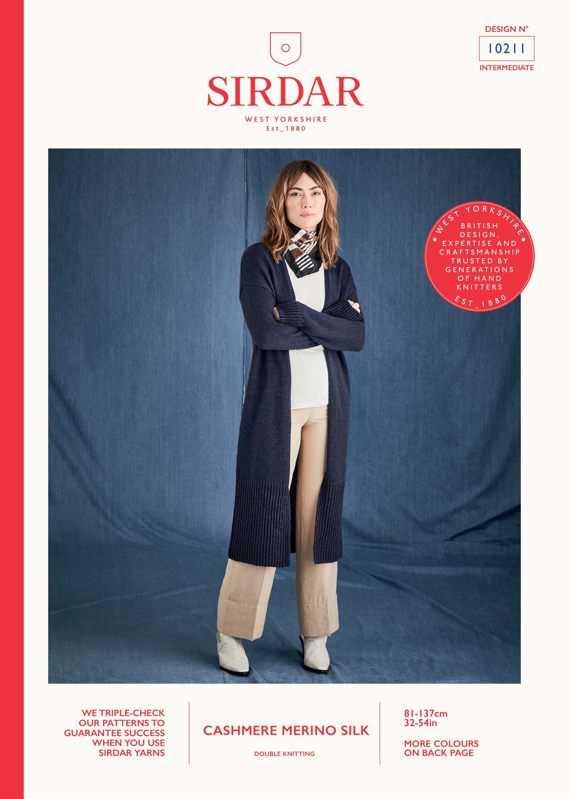 Sirdar Pattern 10211 - Longline cardigan-Sirdar cashmere merino silk DK - Product image