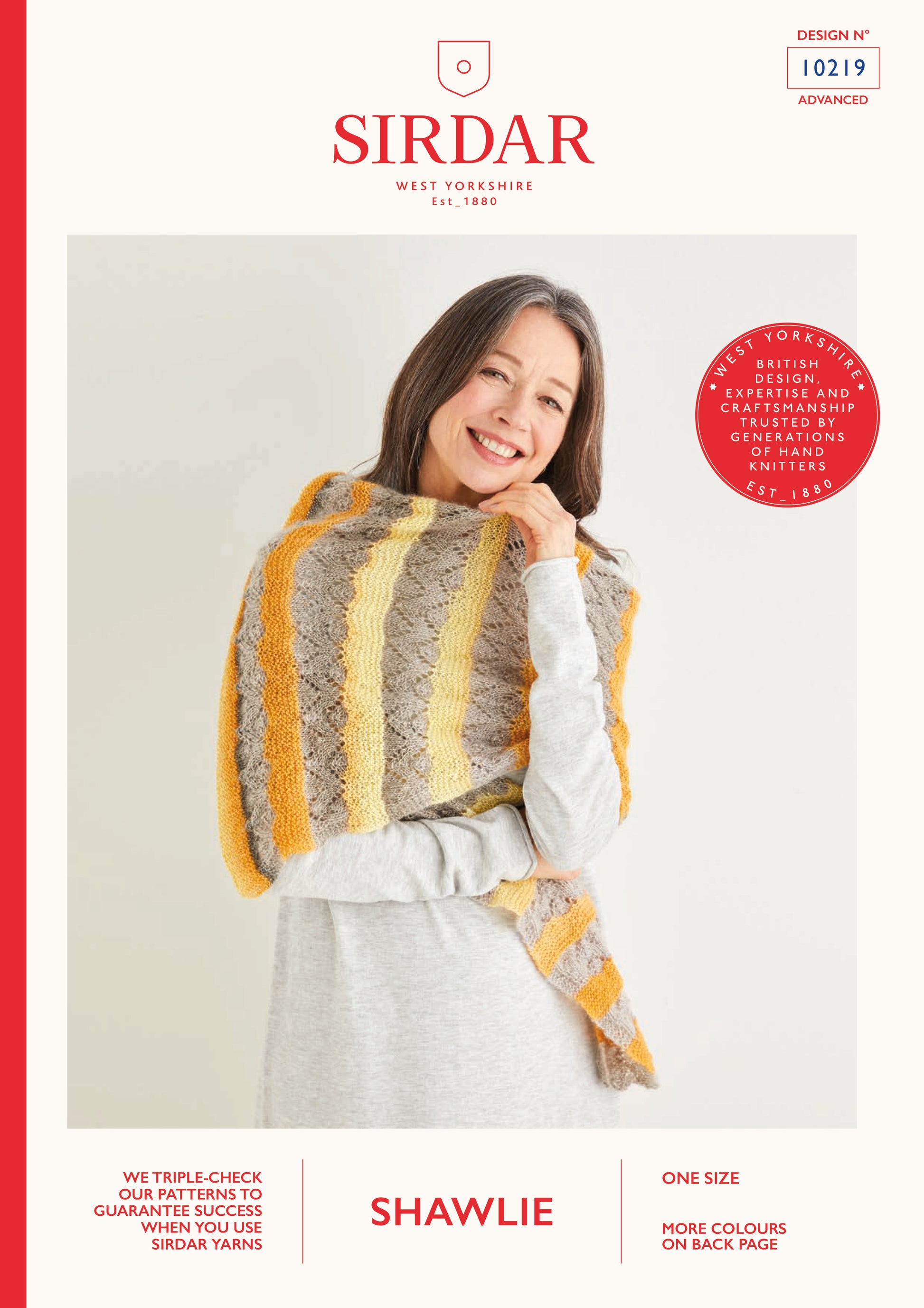 Sirdar Pattern 10219 - Crescent lace striped shawl-Sirdar shawlie - Product image