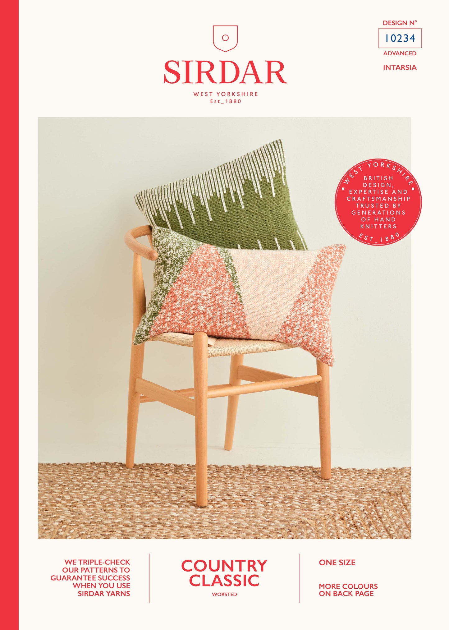 Sirdar Pattern 10234 - Swiss darned & intarsia cushions-Sirdar Country Classic Worsted - Product image