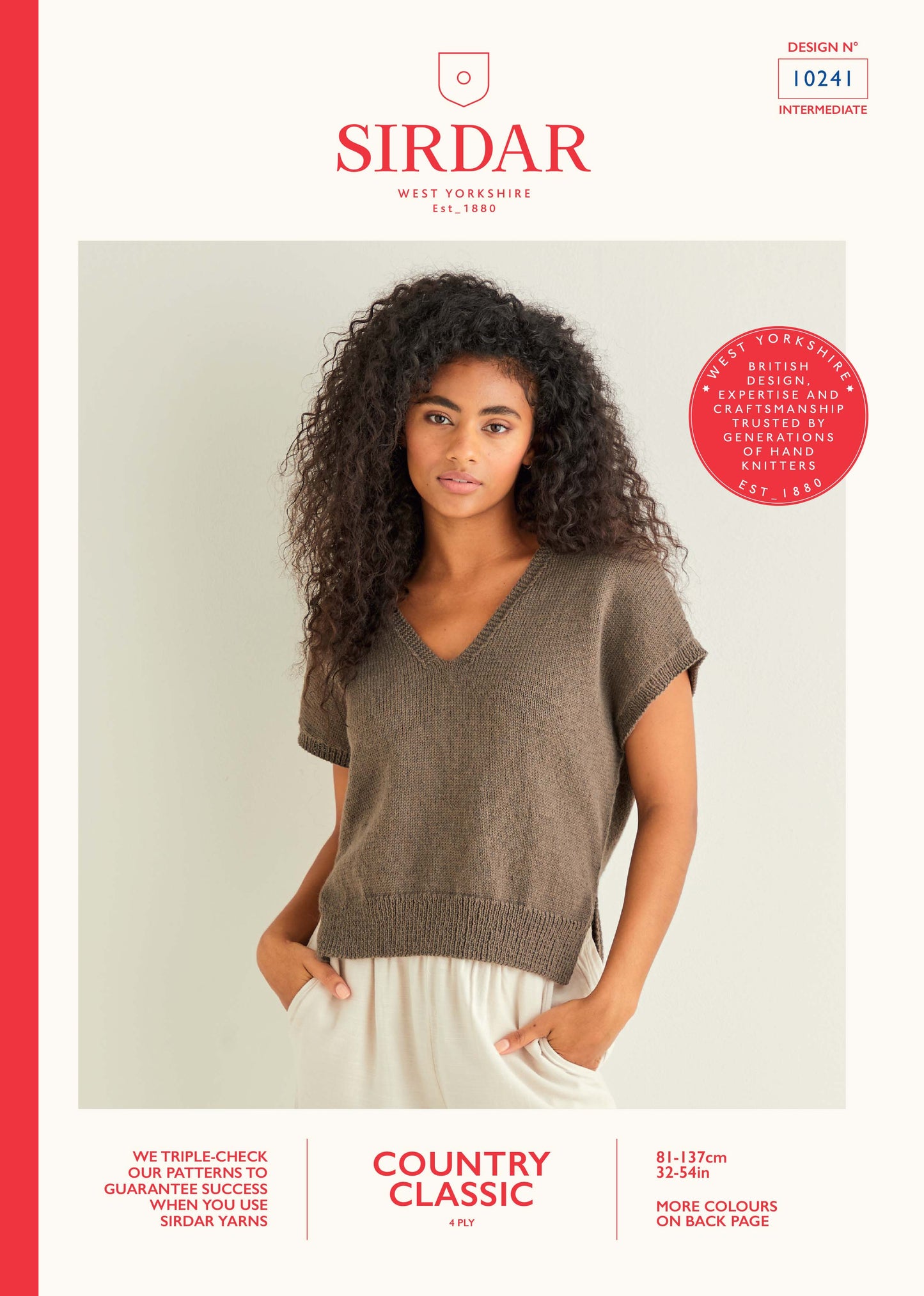 Sirdar Pattern 10241 - V-neck stepped hem top-Sirdar country classic 4 ply - Product image
