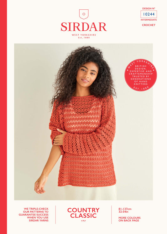 Sirdar Pattern 10244 - Boat neck crochet tunic-Sirdar country classic 4 ply - Product image