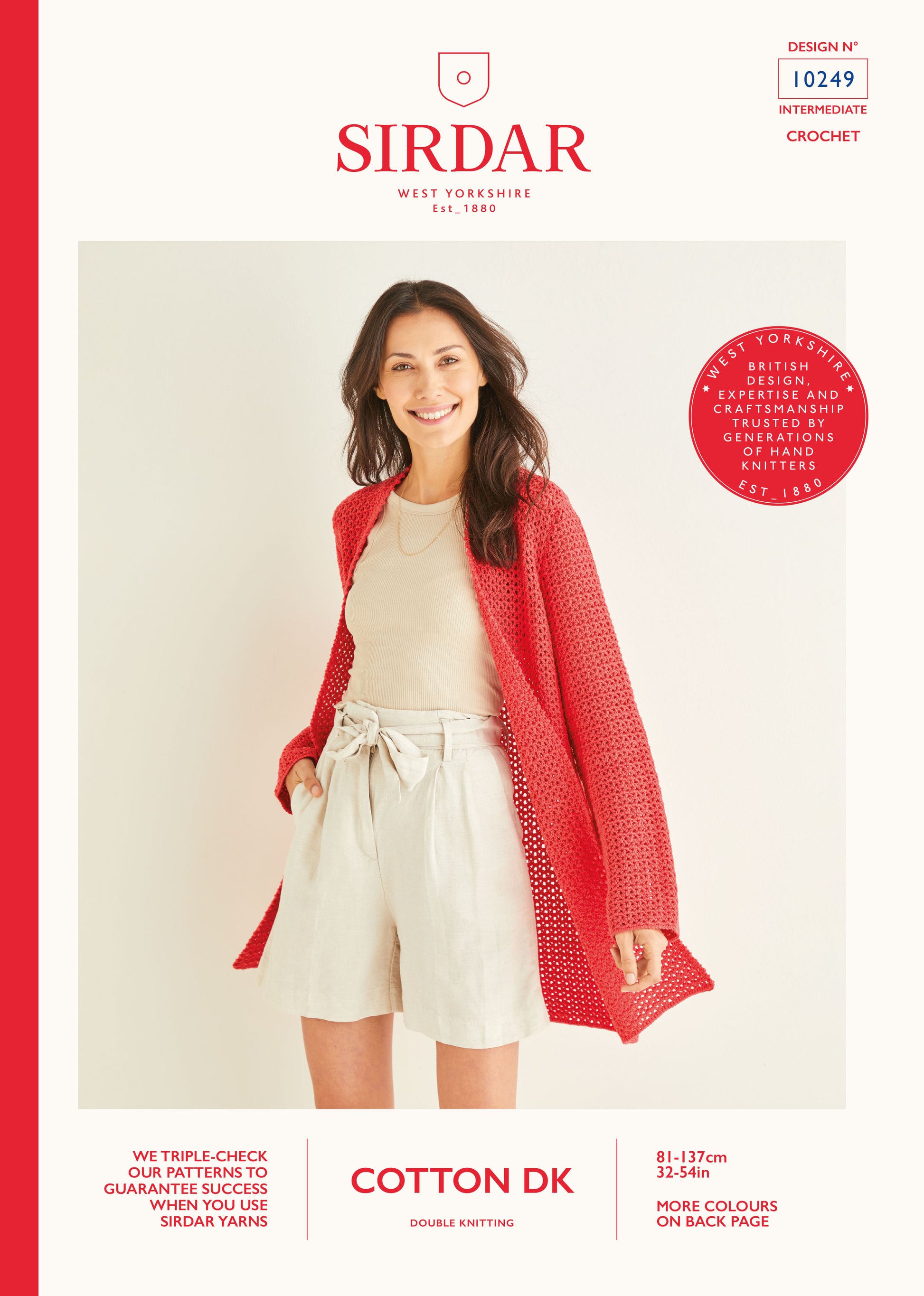 Sirdar Pattern 10249 - Longline picot crochet cardigan-Sirdar cotton dk - Product image