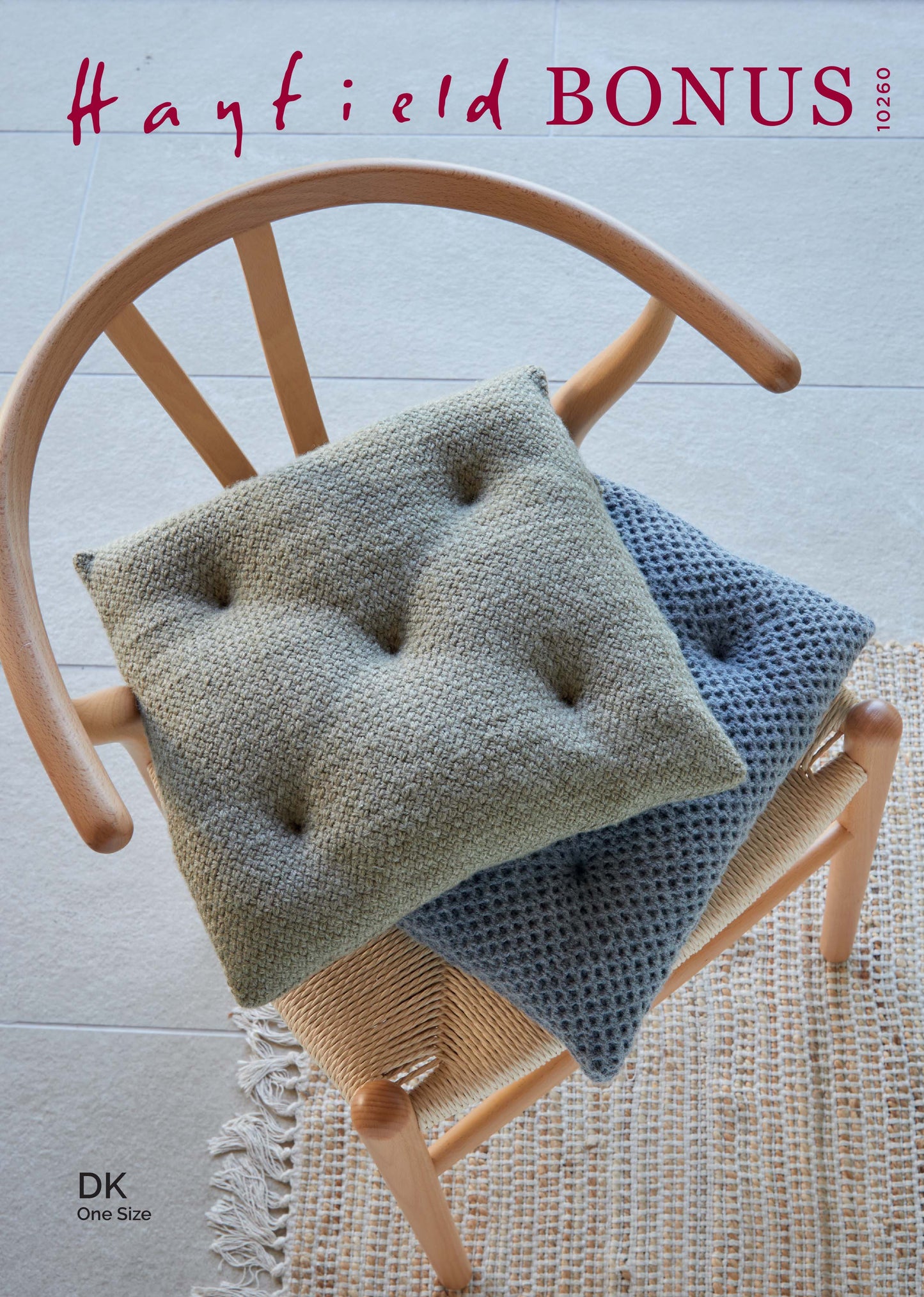 Hayfield Pattern 10260 - Wicker & honeycomb stitch seat cushion-hayfield bonus DK - Product image