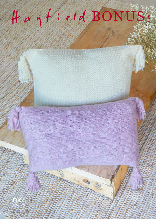 Hayfield Pattern 10263 - Wild Oat & plaited stitch cushion-Hayfield Bonus DK - Product image
