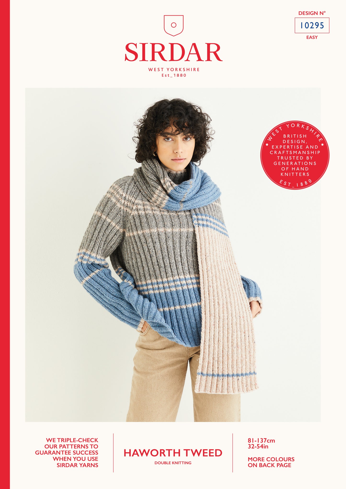 Sirdar Pattern 10295 - Striped sweater & scarf-Sirdar Haworth tweed DK - Product image