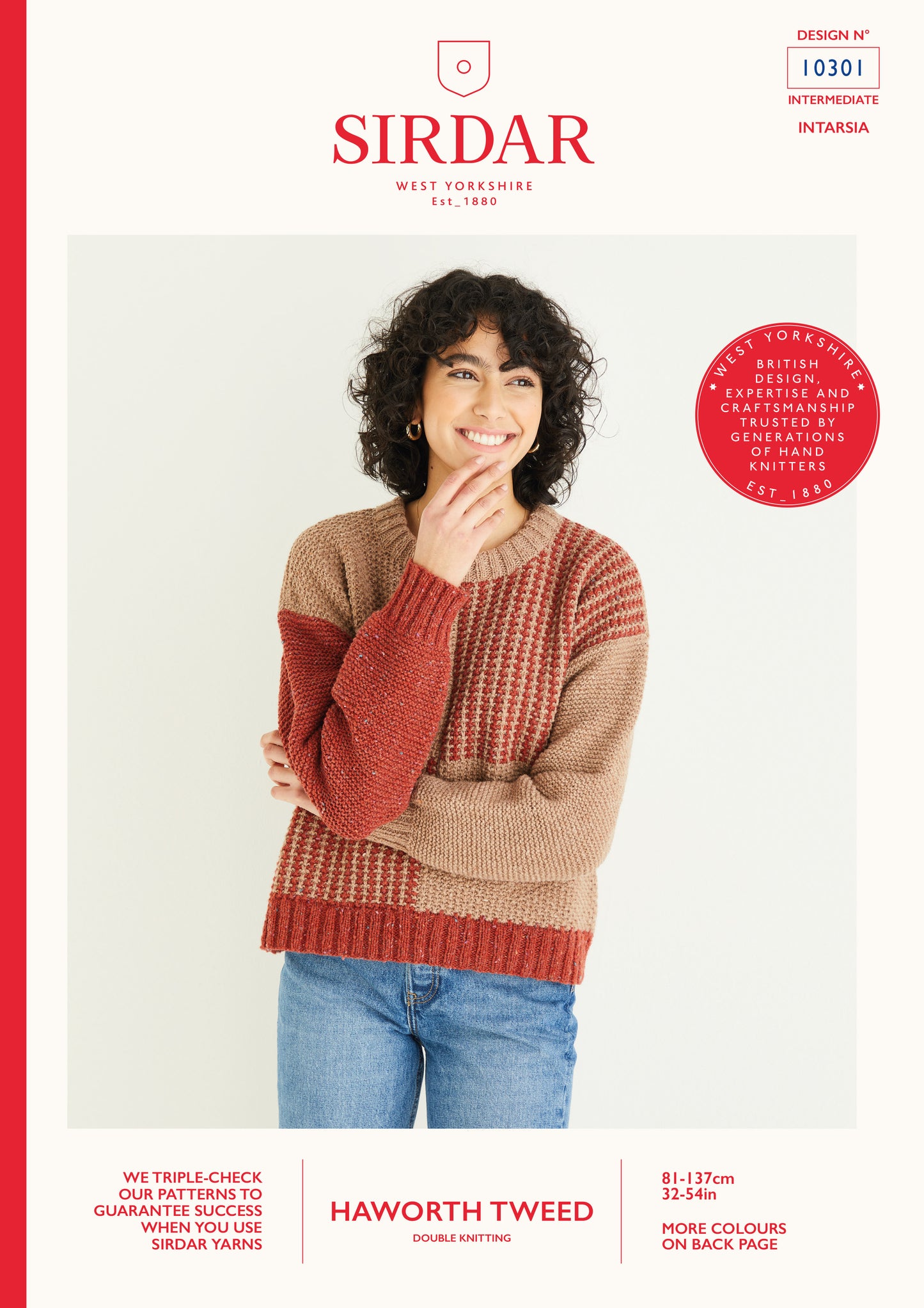 Sirdar Pattern 10301 - Harlequin sweater-Sirdar haworth tweed DK - Product image