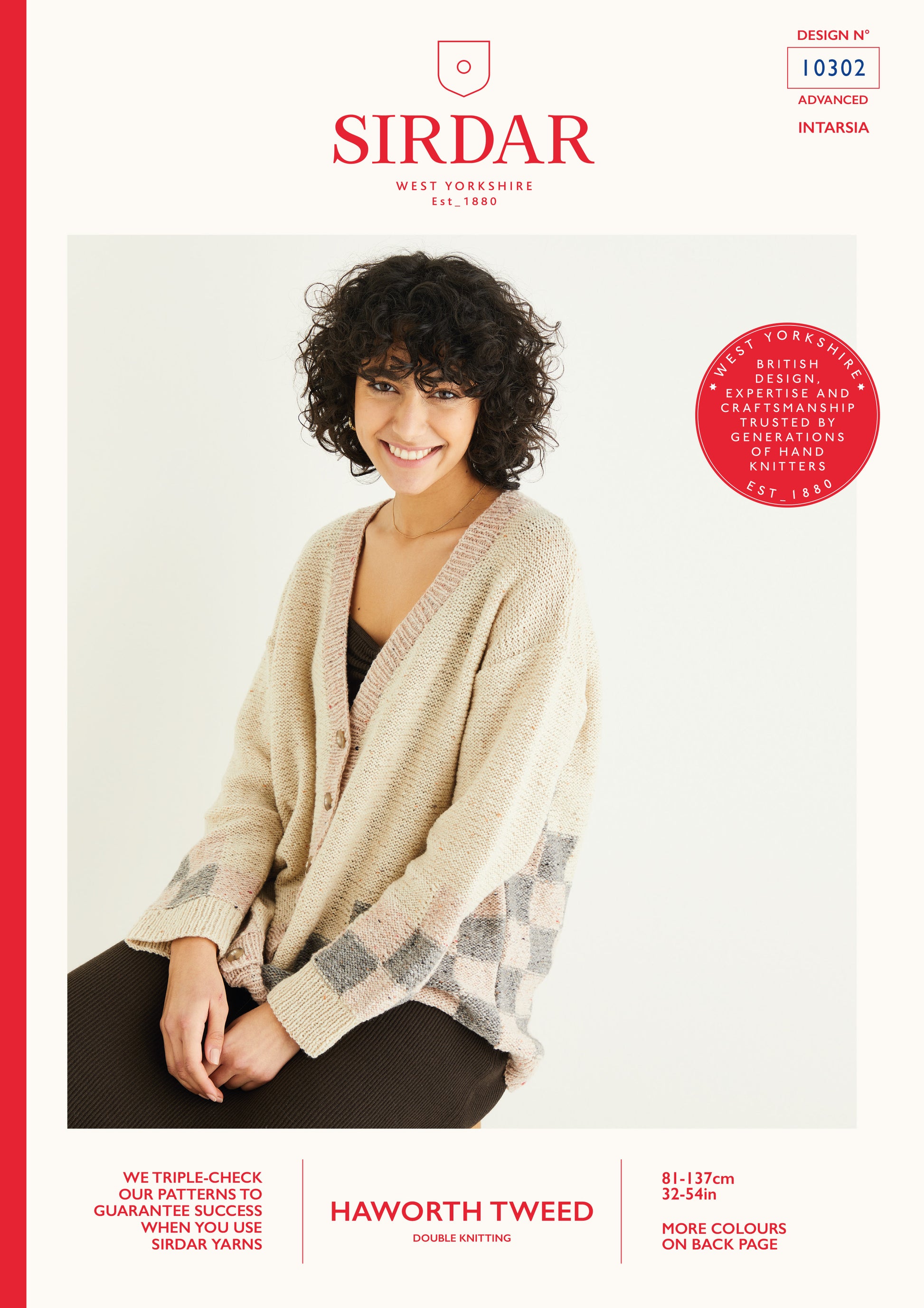Sirdar Pattern 10302 - Squares cardigan -Sirdar Haworth tweed DK - Product image