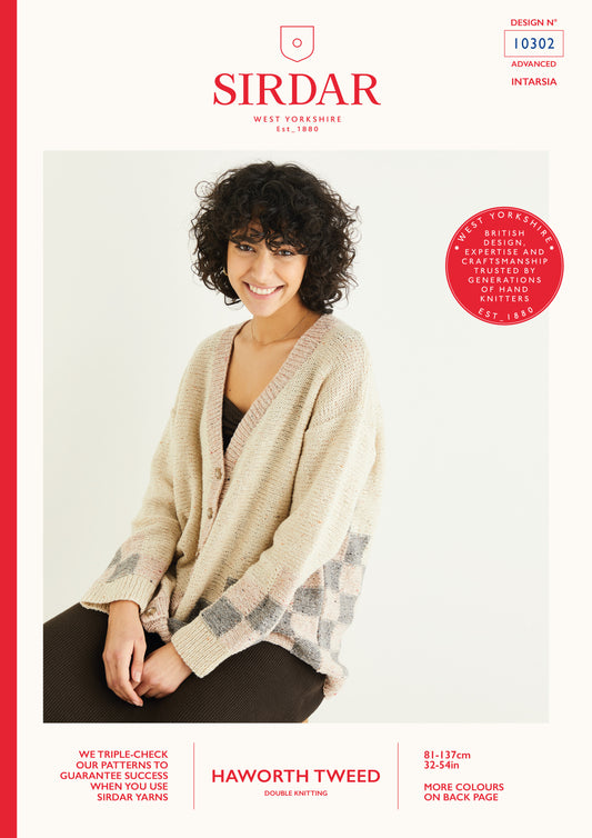 Sirdar Pattern 10302 - Squares cardigan -Sirdar Haworth tweed DK - Product image