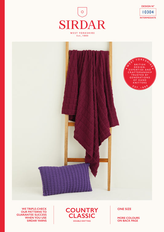 Sirdar Pattern 10304 - Colour pop blanket & cushion-Sirdar country classic DK - Product image
