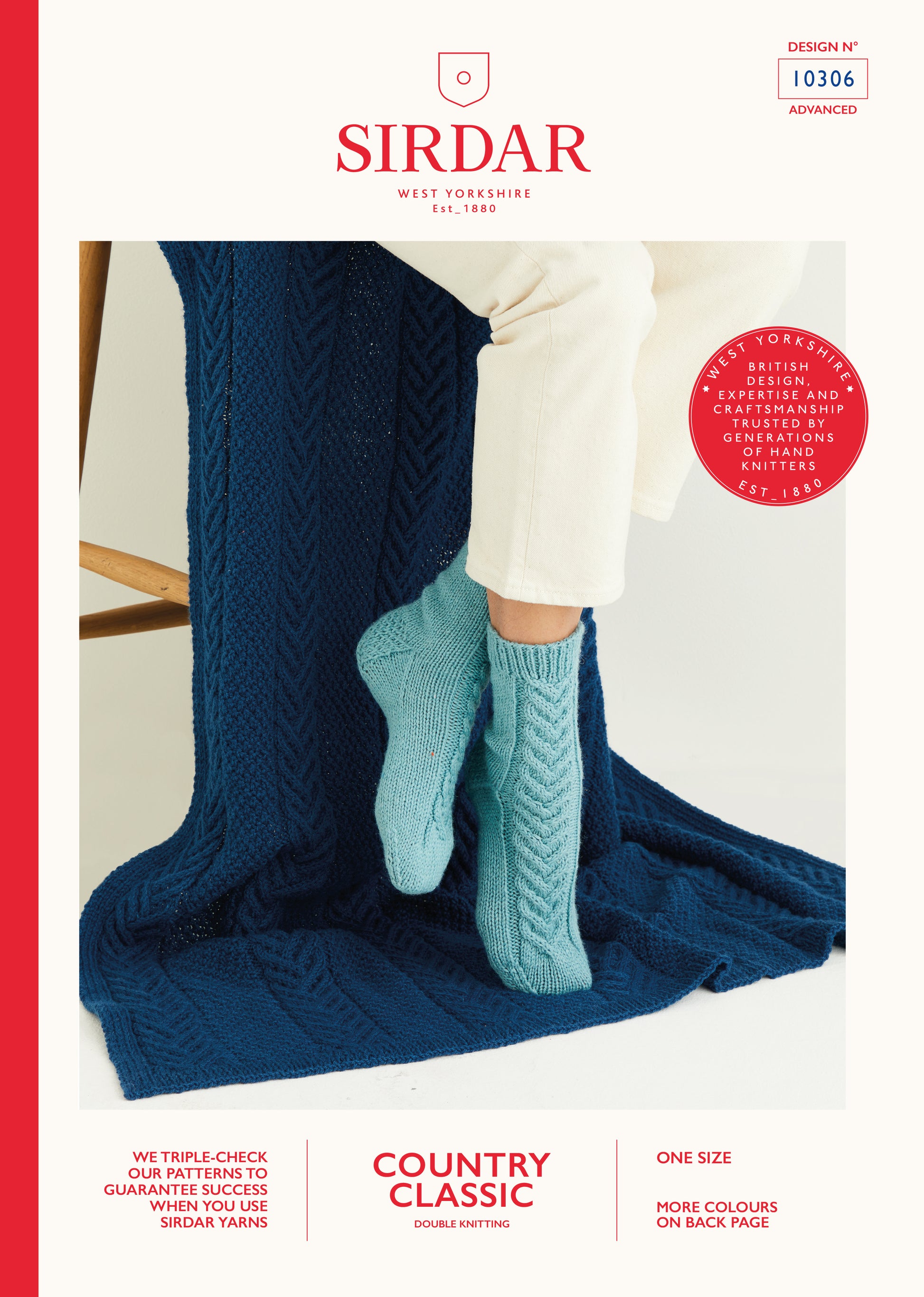 Sirdar Pattern 10306 - Cable panel blanket & socks-Sirdar country classic DK - Product image