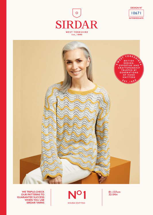 Sirdar Pattern 10671 - F047 Fan & Feather Stitch Top - Product image