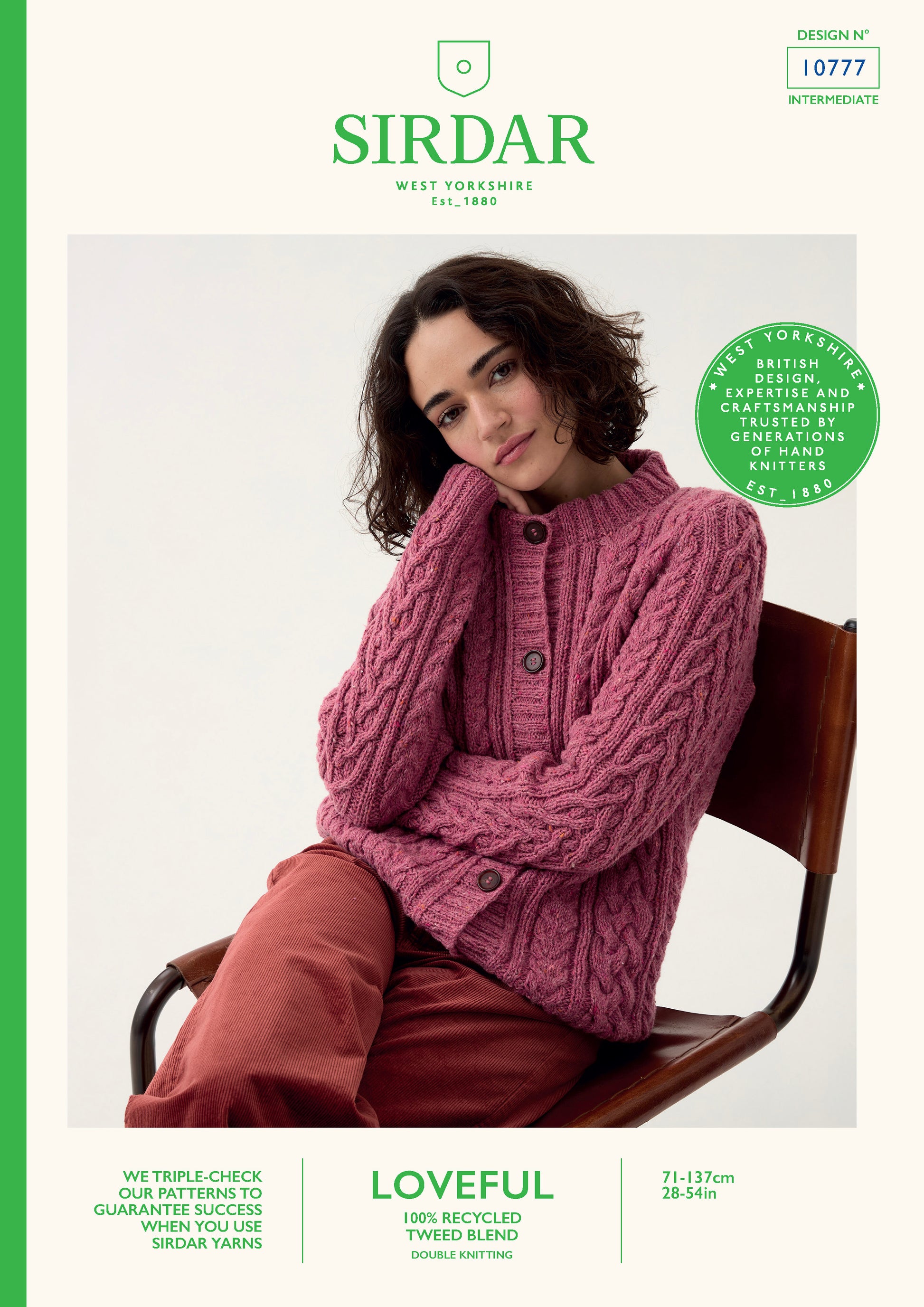 Sirdar Pattern 10777 - F261 Classic Cable Cardigan - Product image