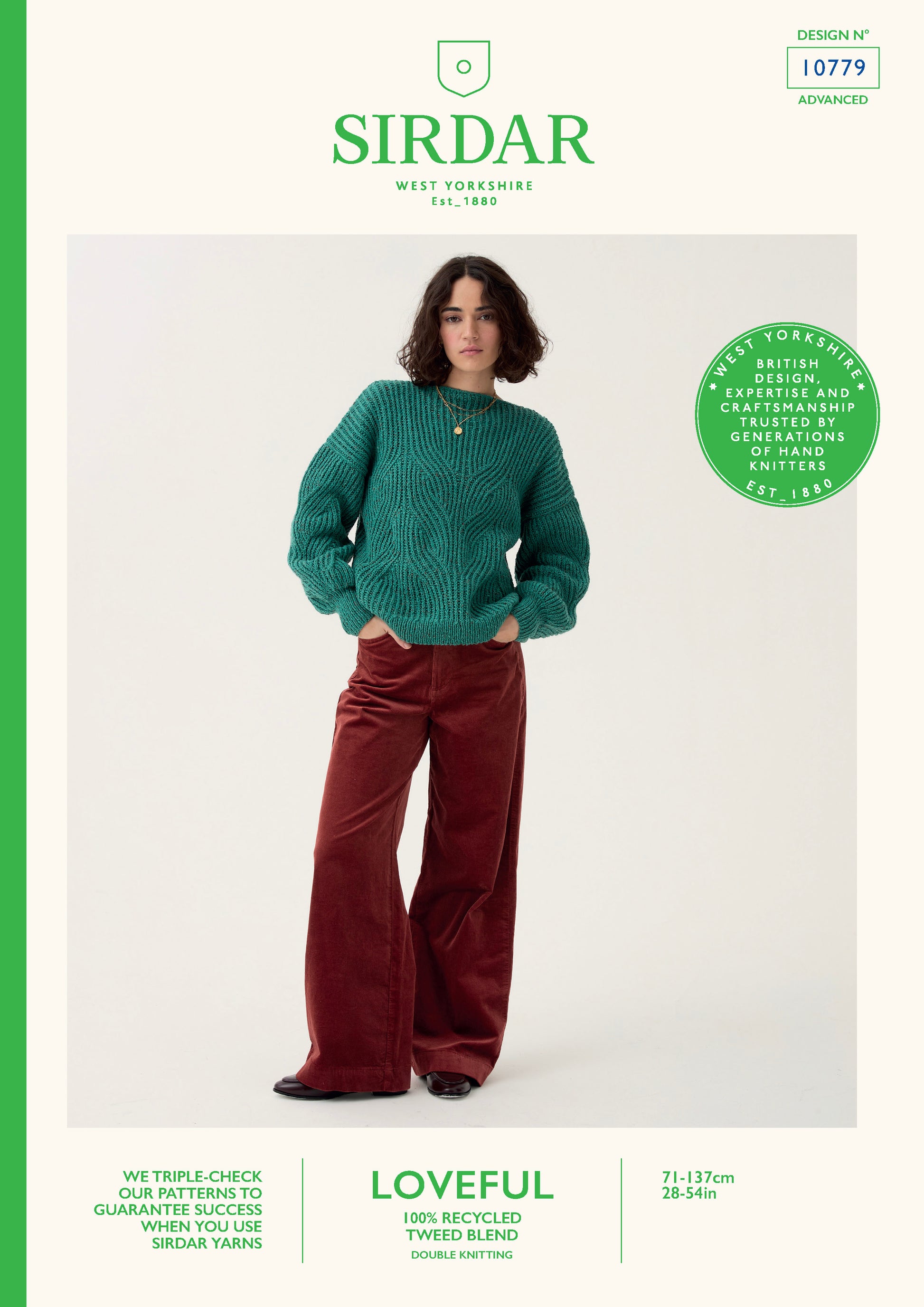 Sirdar Pattern 10779 - F261 Button Cuff Sweater - Product image