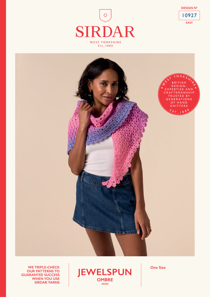 Sirdar Pattern 10927 - F262 Gradiant Crochet Shawl - Sirdar