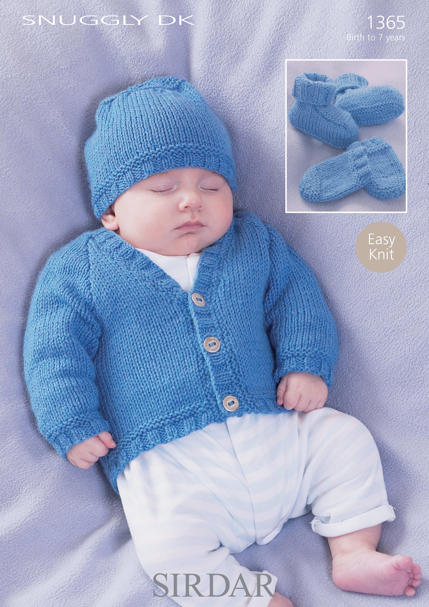 Sirdar Pattern 1365 - Cardigan, hat,booties & mittens-Sirdar snuggly DK - Product image