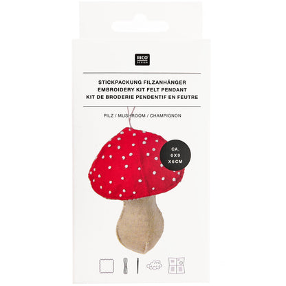 Rico Embroidery Kit - Felt Pendant - Mushroom