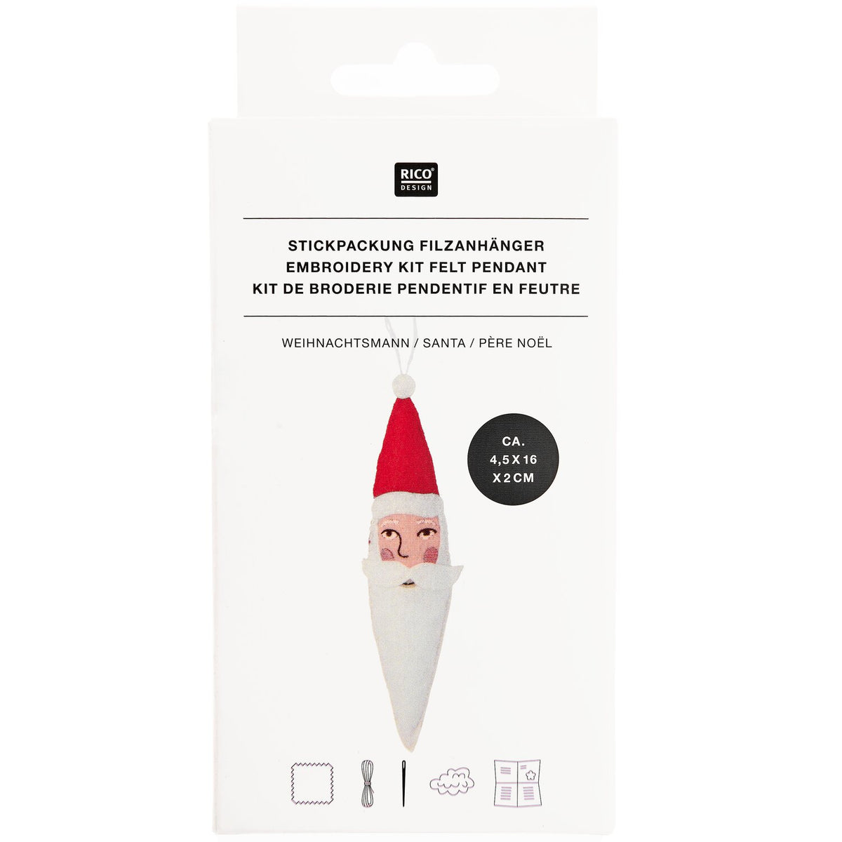 Rico Embroidery Kit - Felt Pendant - Santa Claus