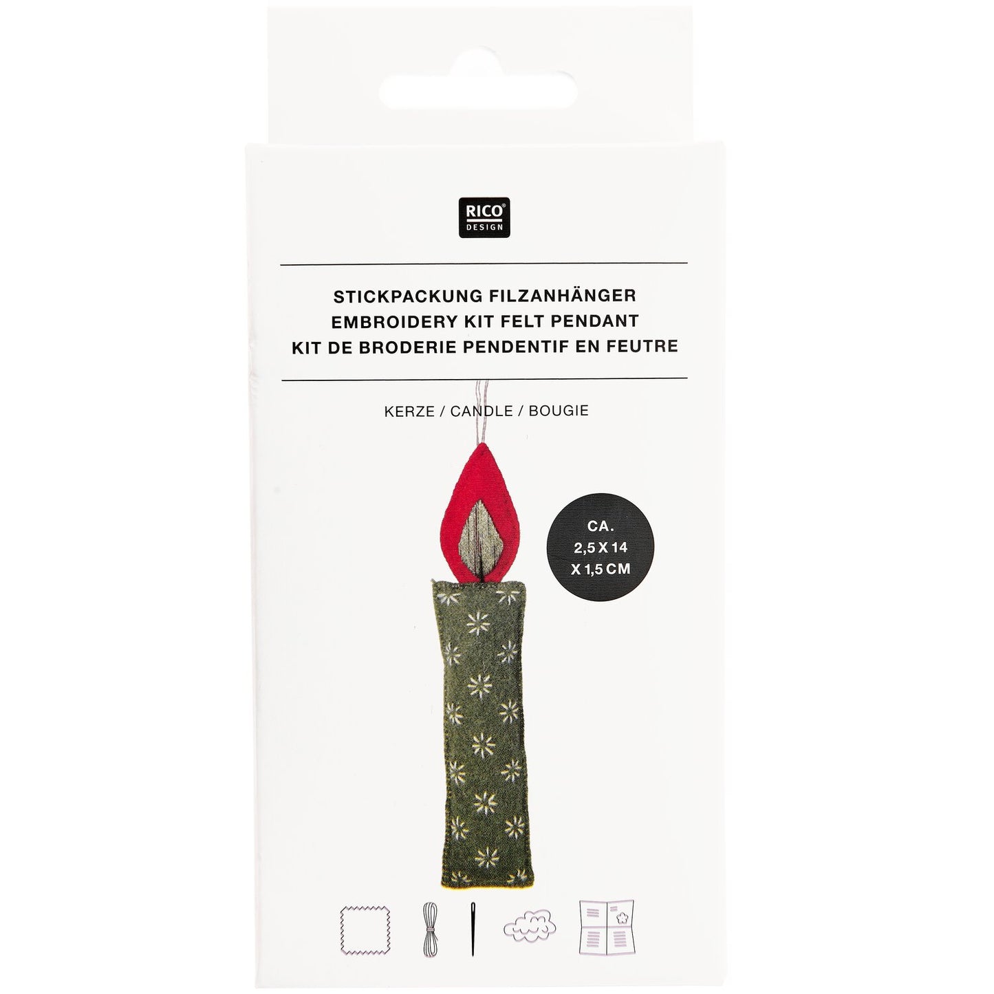 Rico Embroidery Kit - Felt Pendant - Candle