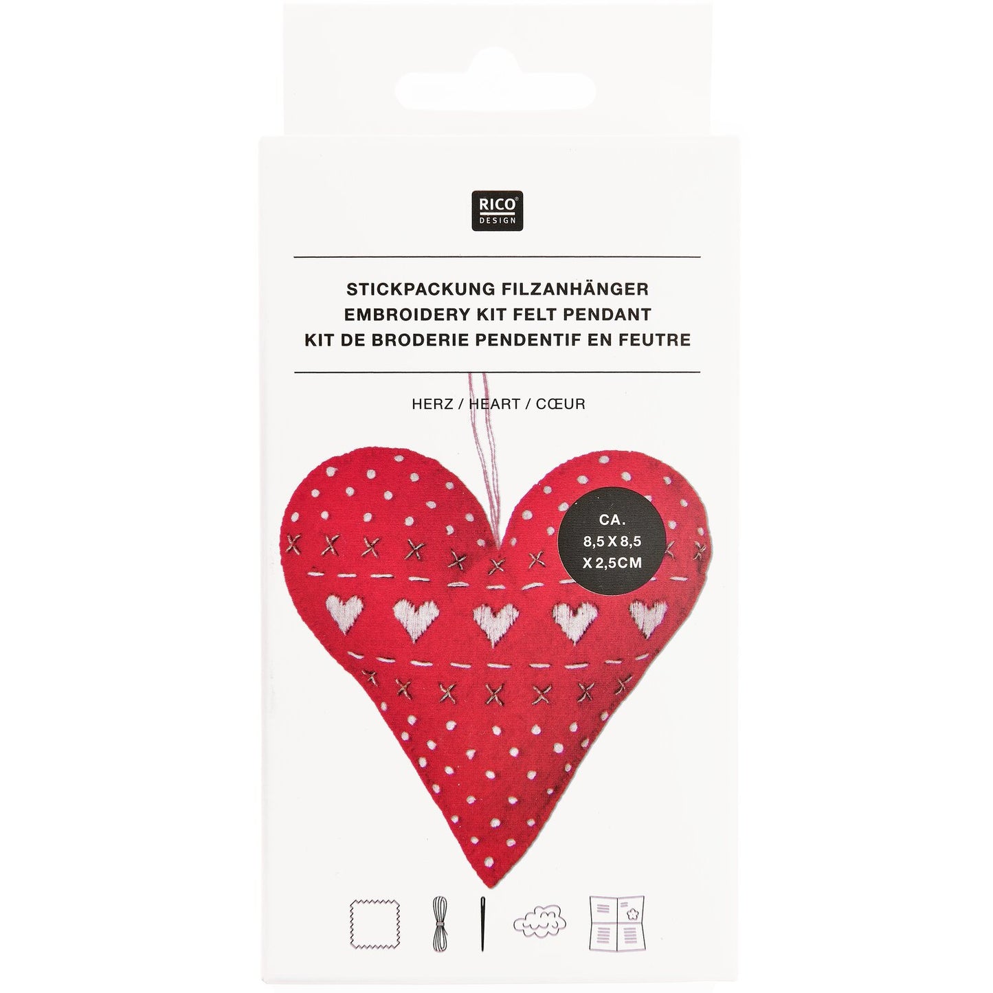 Rico Embroidery Kit - Felt Pendant - Heart