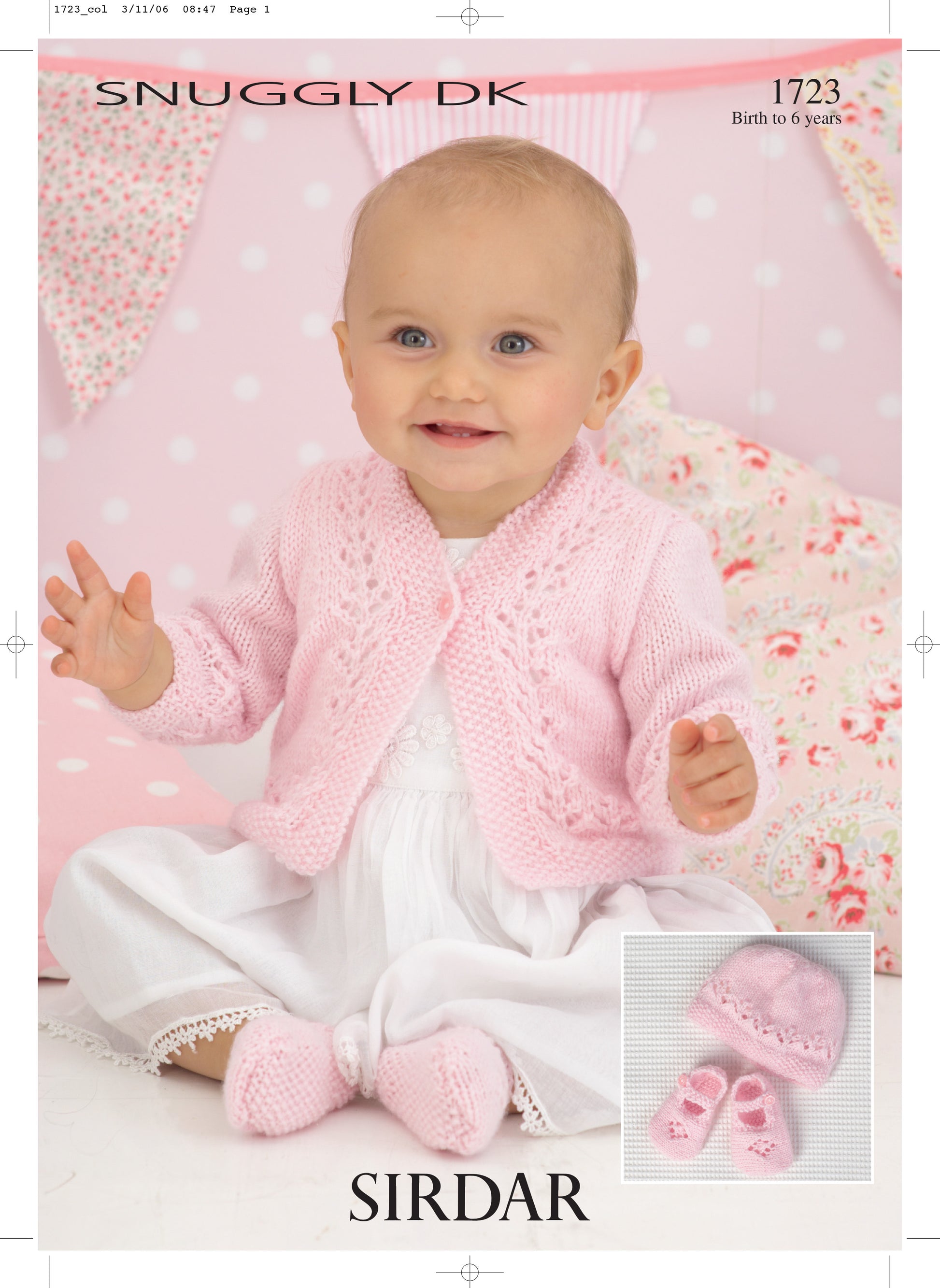 Sirdar Pattern 1723 - Cardigan, hat & shoes-Sirdar snuggly DK - Product image