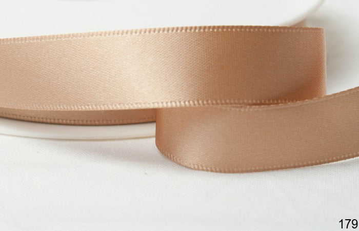 Caramel Cappuccino Wired Double Faced Satin Ribbon 25mm x 25m (Art 12102)