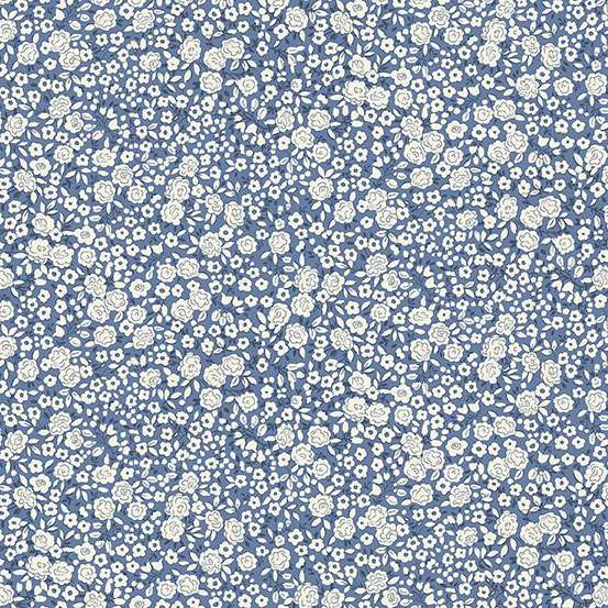 Blossom Blue - Petite Fleur quilting fabric by Makower UK
