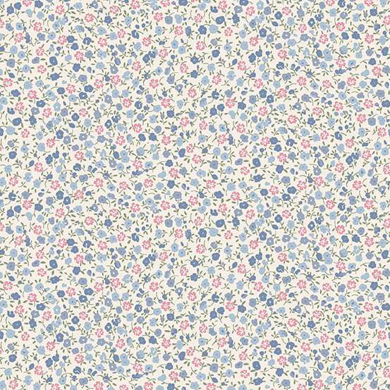 Ditzy Blue - Petite Fleur quilting fabric by Makower UK