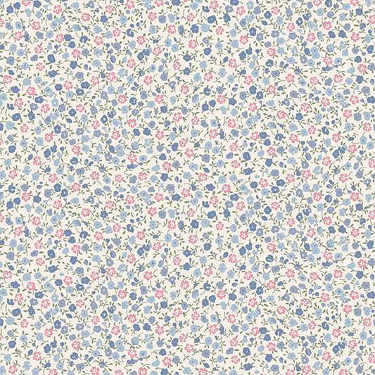 Ditzy Blue - Petite Fleur quilting fabric by Makower UK