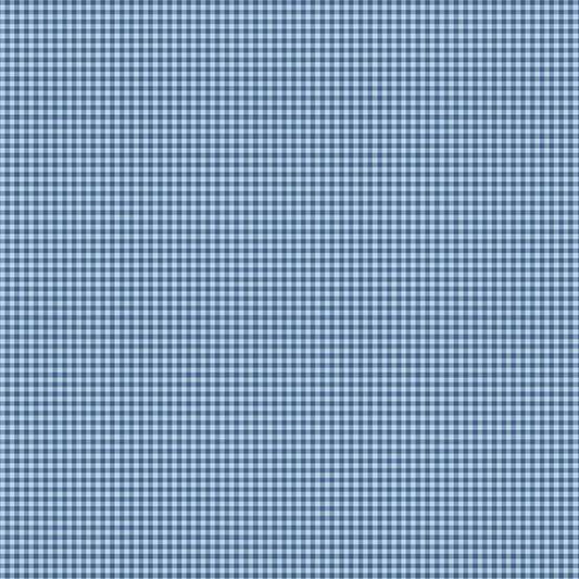 Gingham Blue - Petite Fleur quilting fabric by Makower UK