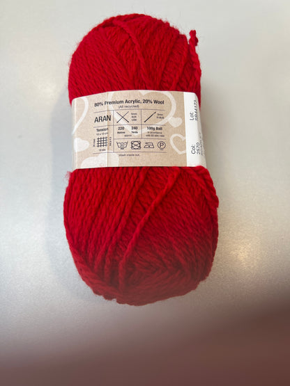 Stylecraft Special Aran with Wool in Relove. Aran. Scarlet — 75% Premium Acrylic, 25% Wool, Aran, 100g