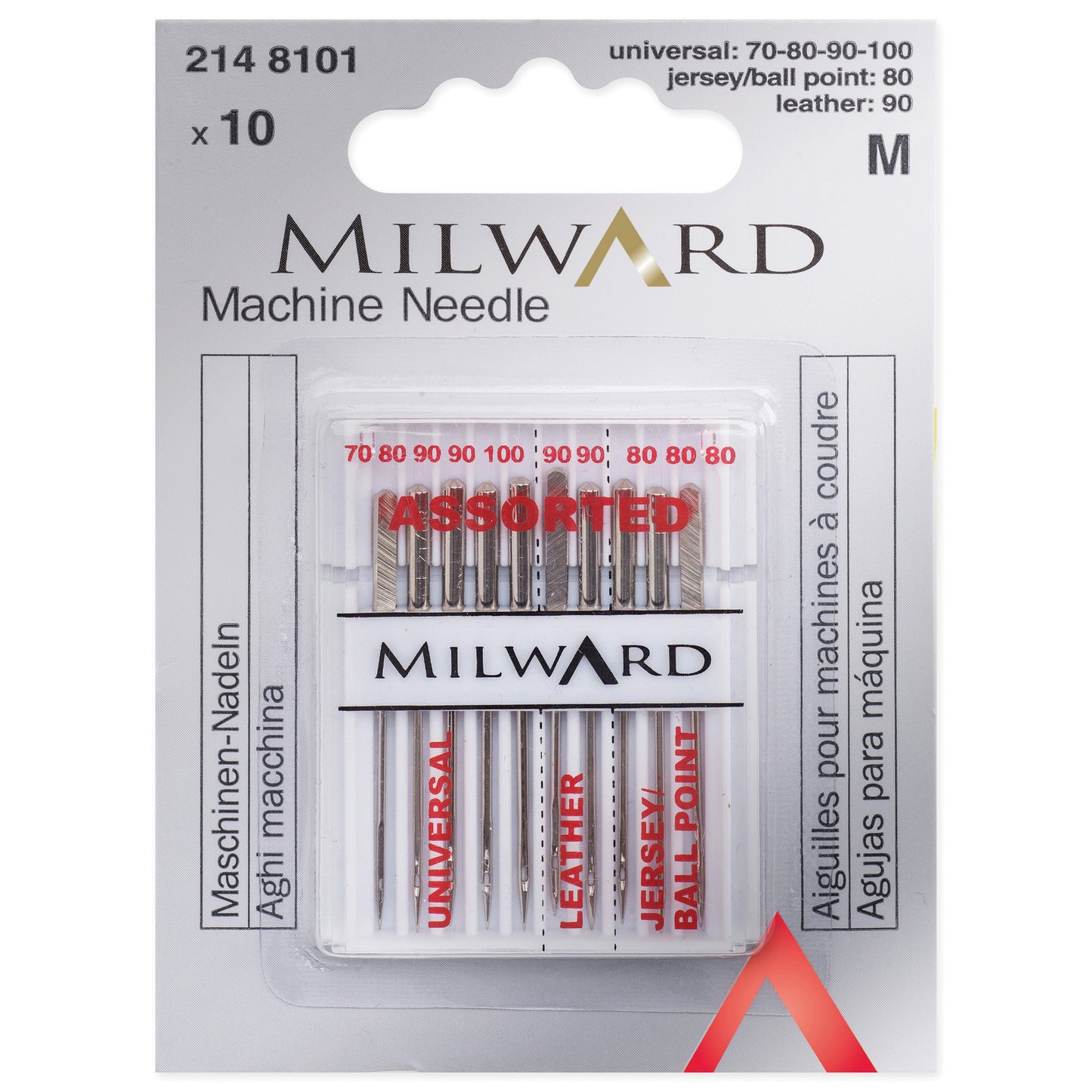 Milward Sewing Machine Needles Assorted Gauge Assorted 10 Pieces