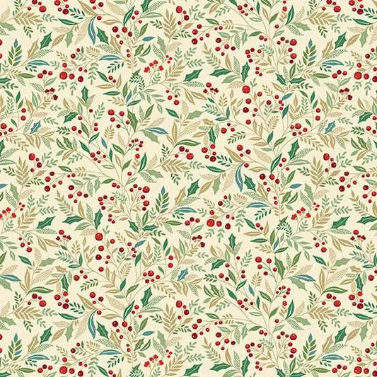 Makower UK Adorn - Holly Cream