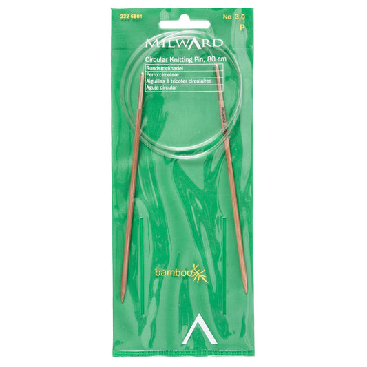 Milward Bamboo Fixed Circular Knitting Needles 80cm x 3.00mm